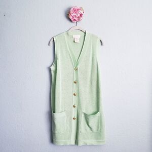 Escada Vintage Pastel Green Buttondown‎ Vest Tunic Vest